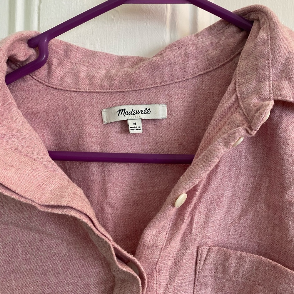 Madewell Flannel Pullover With Button Back M Euc - image 3